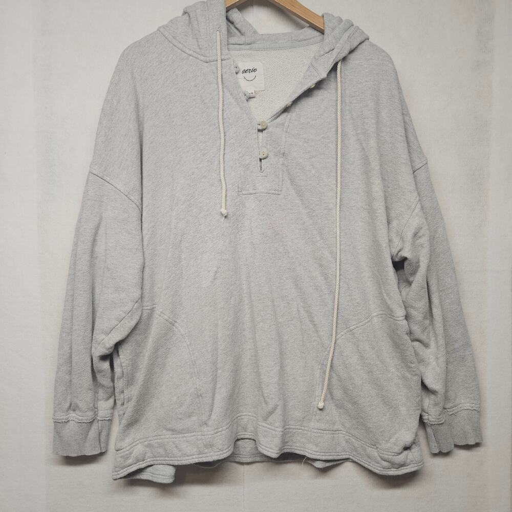 Aerie Women's Medium Grey Oversized Hoodie Button-Front Sweatshirt
